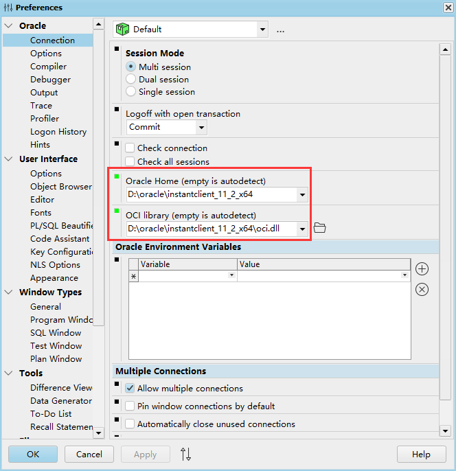 plsql developer 配置连接oracle