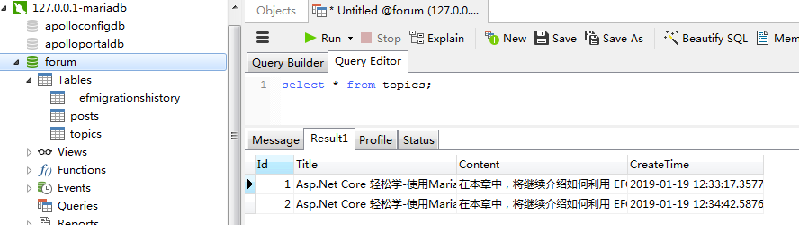 mariadb postgresql