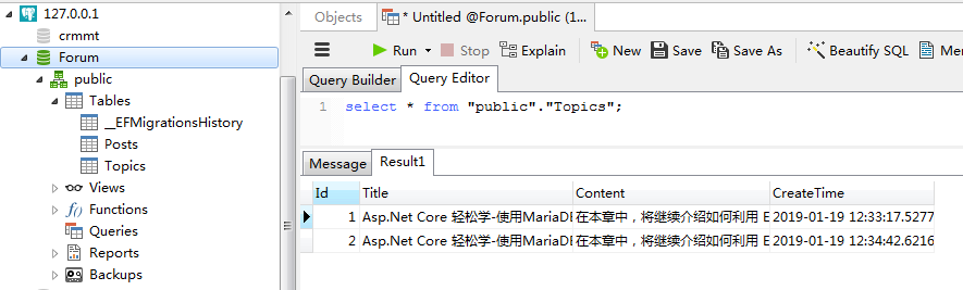 mariadb postgresql