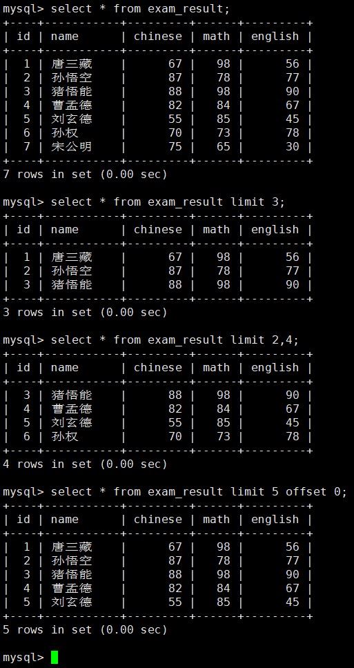 mysql分页查询sql语句