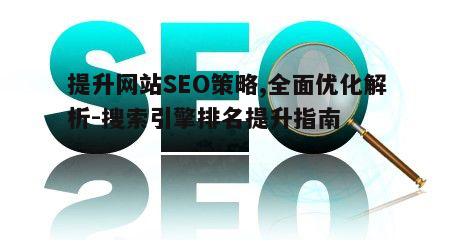 提升网站SEO策略,全面优化解析-搜索引擎排名提升指南