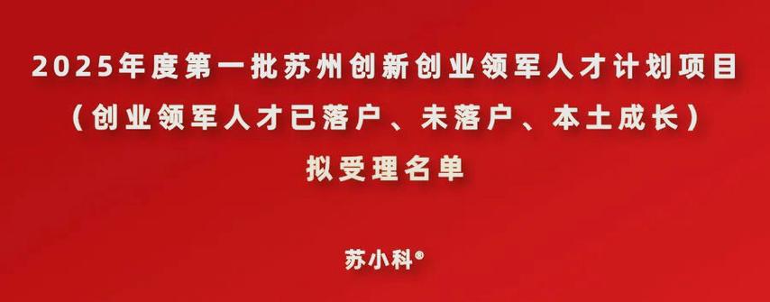 2025年第二批苏州创新创业领军人才拟立项名单