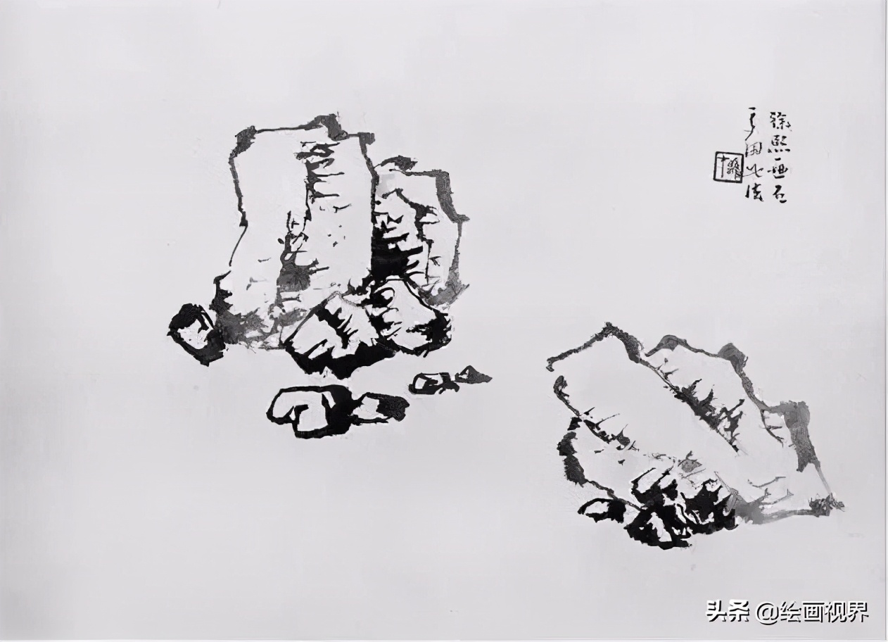 国画石头画法