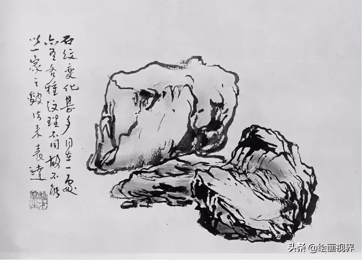 国画石头画法