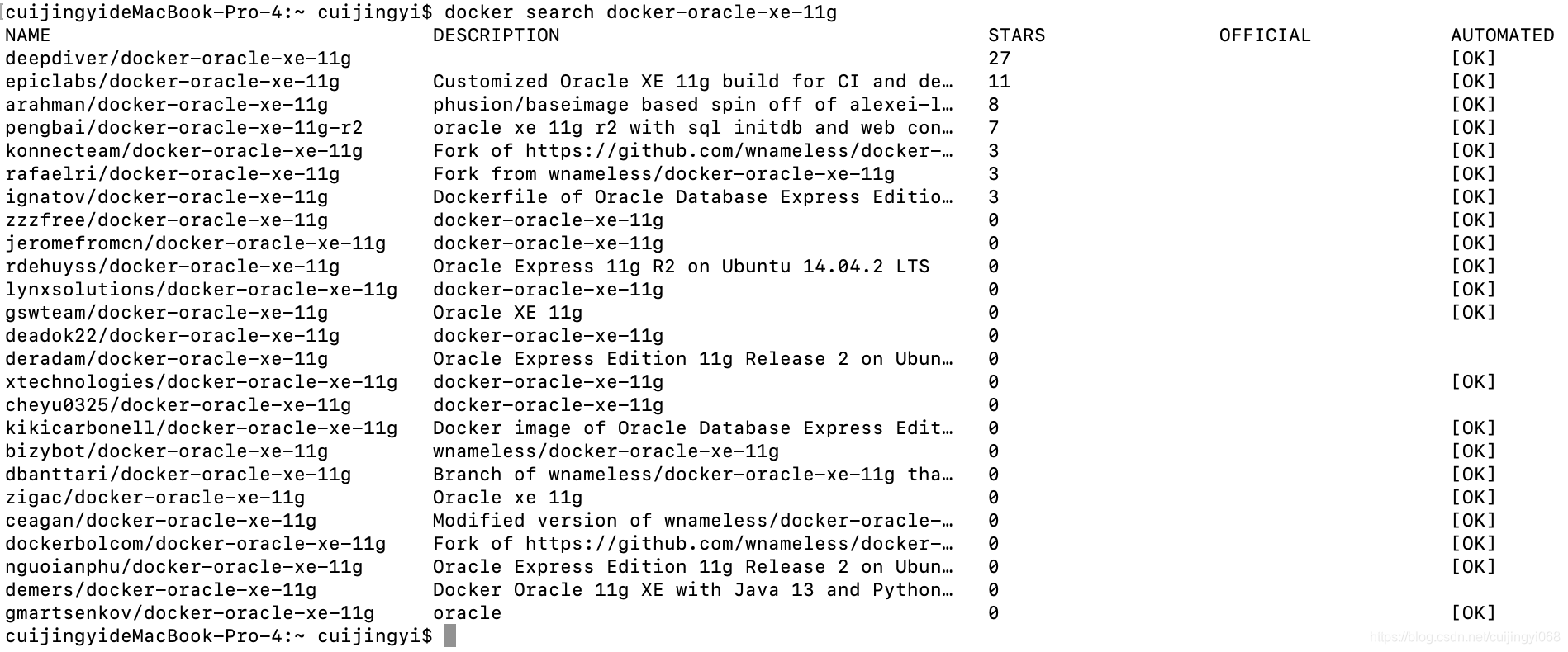 docker连接oracle