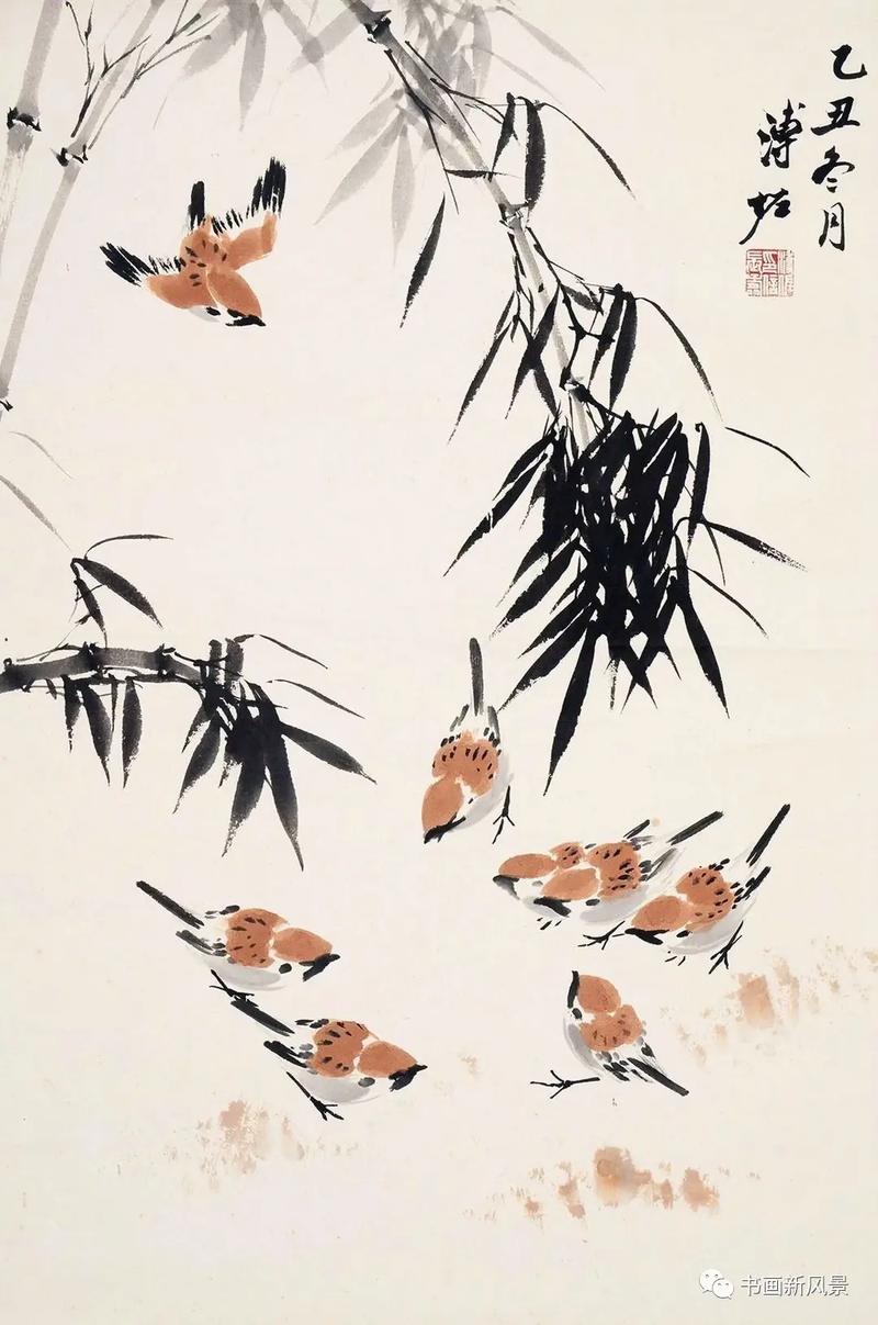 写意动感麻雀画法