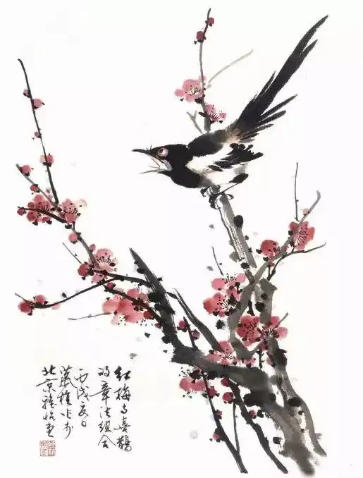写意动感麻雀画法
