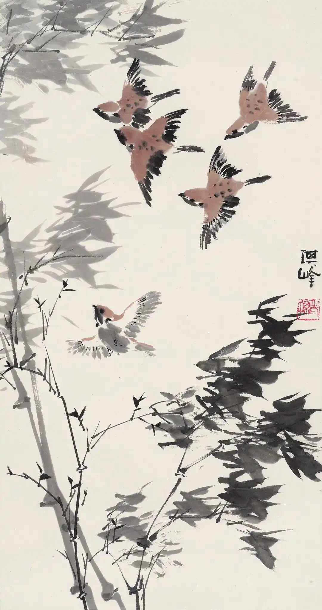 写意动感麻雀画法