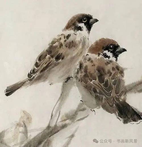 写意动感麻雀画法