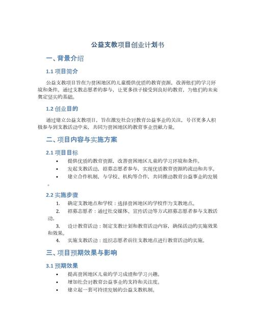 公益创业大赛计划书