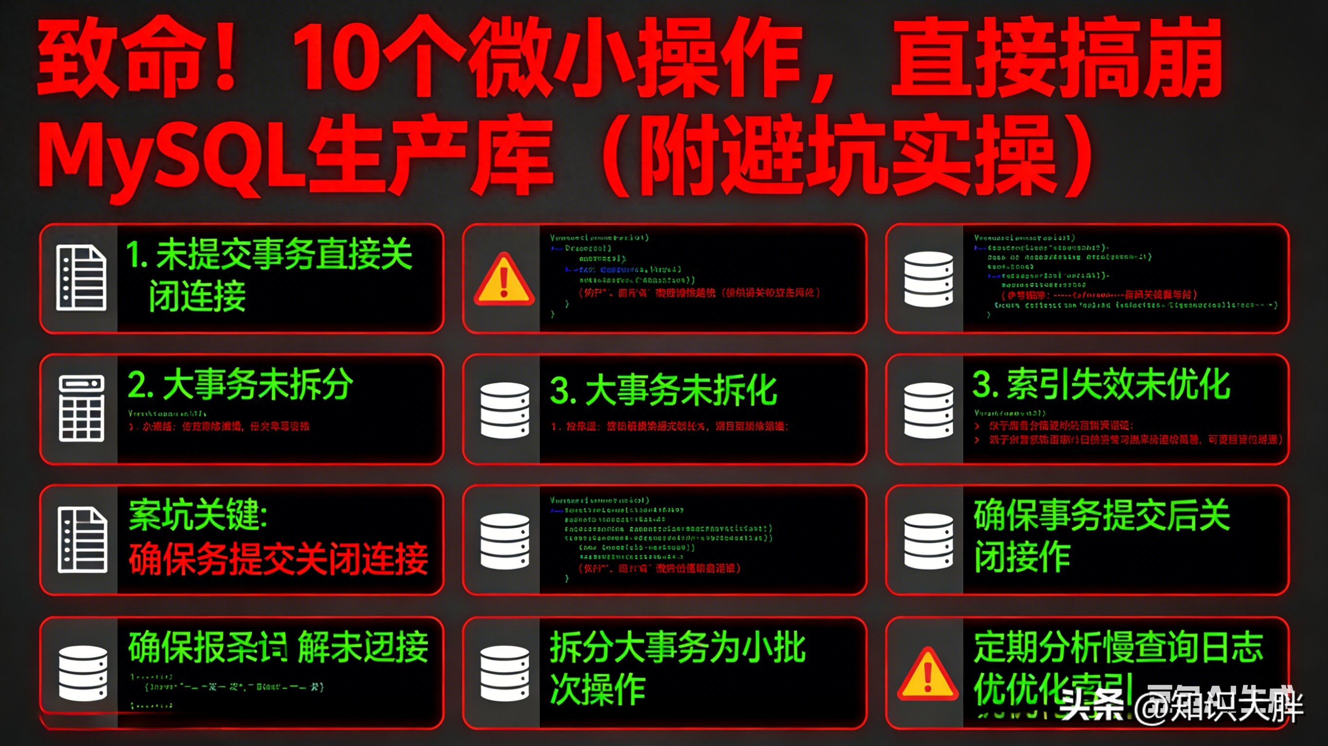 mysql fetch into 致命！10个微小操作，直接搞崩MySQL生产库（附避坑实操）