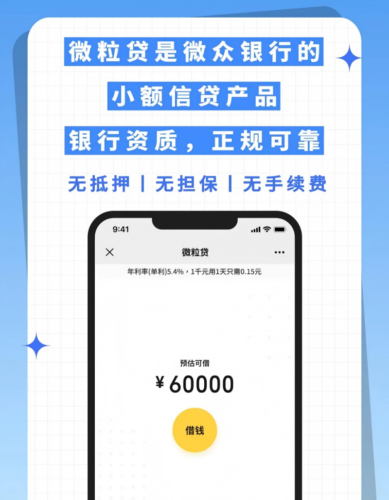 急用钱不用慌 银行小额贷款微粒贷最快一分钟到账