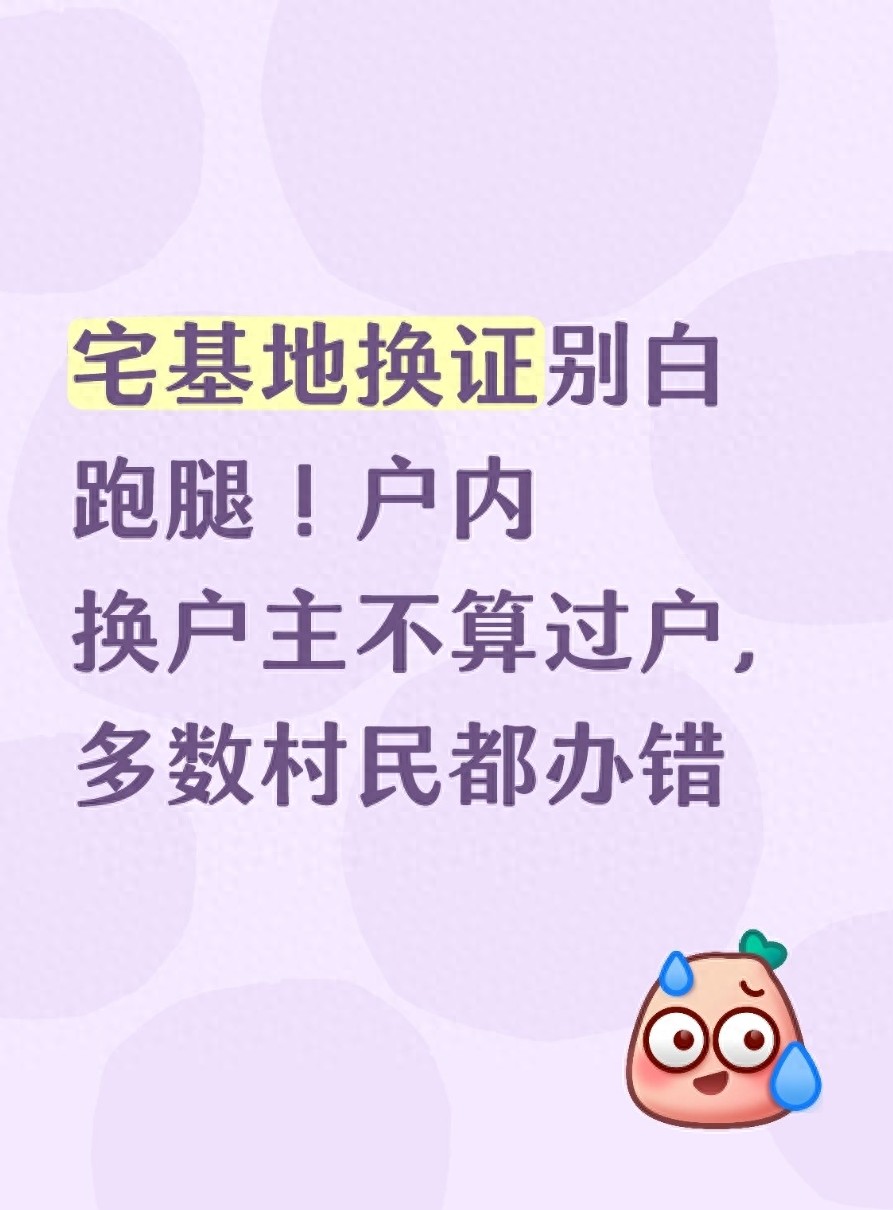宅基地换证别白跑腿！户内换户主不算过户，多数村民都办错