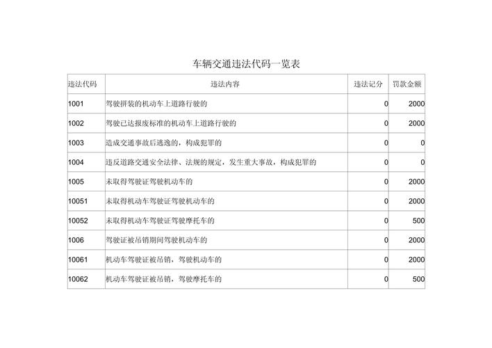 违章代码是什么意思？